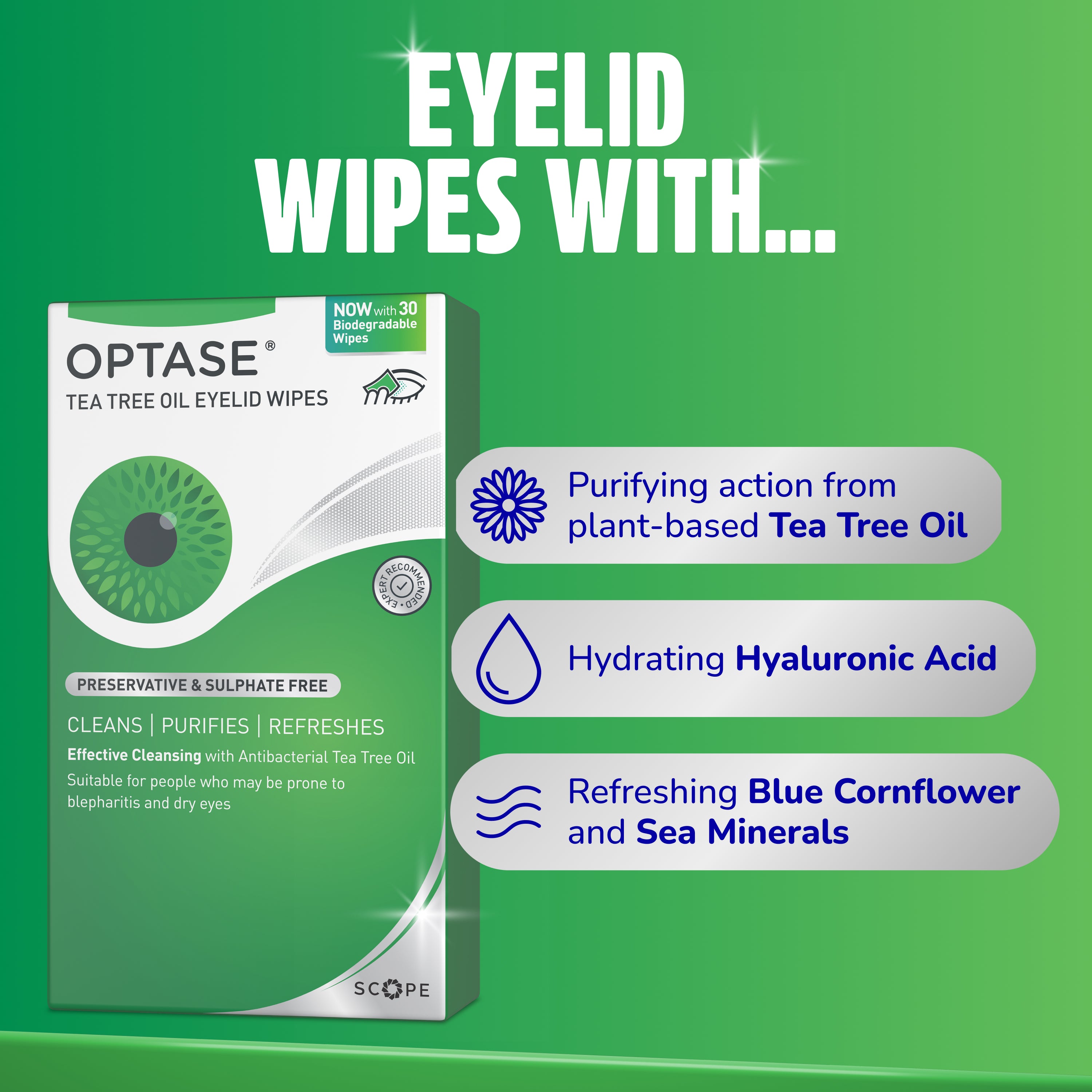 Optase Tee Tree Oil Eyelid Wipes
